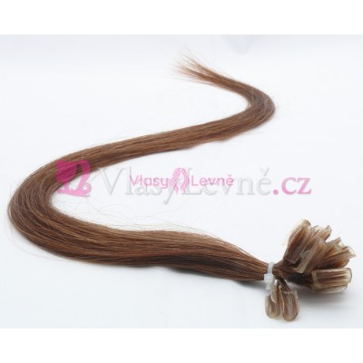 006 - Hnědé vlasy k prodloužení - Keratin , 50cm, 25 pramenů