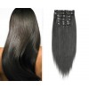 001B - Přírodně černé, lidské vlasy k prodloužení - Clip-in, set 10 ks, 50 cm, REMY