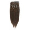004 - Středně hnědé, lidské vlasy k prodloužení - Clip-in, set 10 ks, 50 cm, REMY