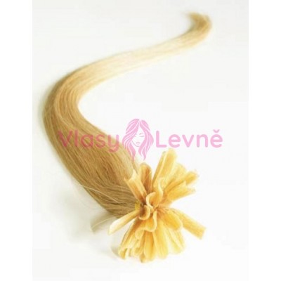 Keratinové vlasy, 100% lidské, 40cm 0.5g, rovné - PŘÍRODNÍ BLOND