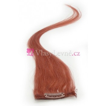 350 - Rudo hnědé, lidské vlasy k prodloužení - Clip-in, 50 cm