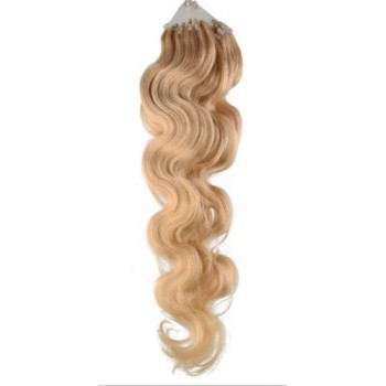 Micro ring vlasy, 100% lidské, 50cm 0.5g, vlnité - PŘÍRODNÍ BLOND