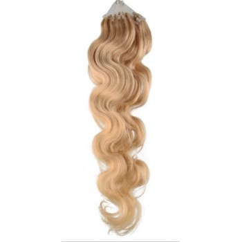 Micro ring vlasy, 100% lidské, 50cm 0.7g, vlnité - PŘÍRODNÍ BLOND